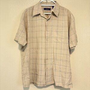 Woodys Retro Lounge Short Sleeve Button Shirt Tan Size XXL